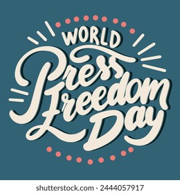 Anuncio de texto del Día Mundial de la Prensa. Arte vectorial dibujado a mano.