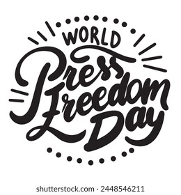Texto del Día Mundial de la Prensa. Arte vectorial dibujado a mano.