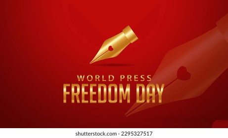 World Press Freedom Day Vector Illustration With Red Background. Celebrated every year on 3 may. Suitable for banners,web,greeting cards, templates, posters, social media etc