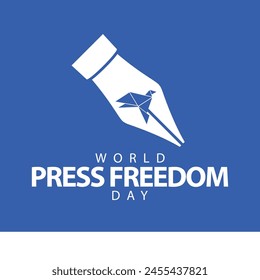 Día Mundial de la Libertad de Prensa. Ilustración vectorial de pluma estilográfica. Adecuado para Plantillas, Web, redes sociales, tarjetas de felicitación, etc