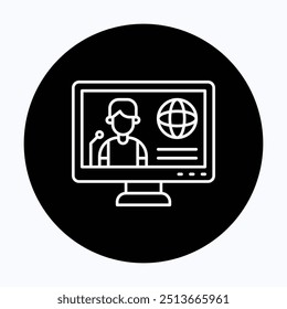 World Press freedom day vector icon, male anchor live in the news room, 