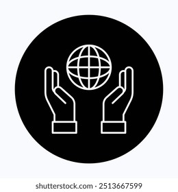Icono del Vector del Día Mundial de la Prensa, mano con rejilla de globo, 