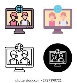 Icono del Vector del Día Mundial de la Libertad de Prensa, presentador de noticias masculino y femenino en la sala de noticias, adecuado para App móviles, App de Web y medios impresos. Múltiples iconos de estilo, 