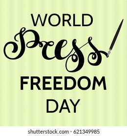 World Press Freedom Day. Vector illustration with the words and hand-draw lettering on a light background with dots.