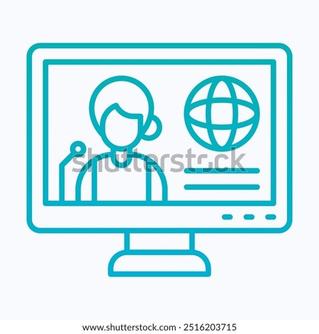 World Press freedom day vector icon, female news anchor live in the news room, Isolated Lineal Gradient Vector Icon.