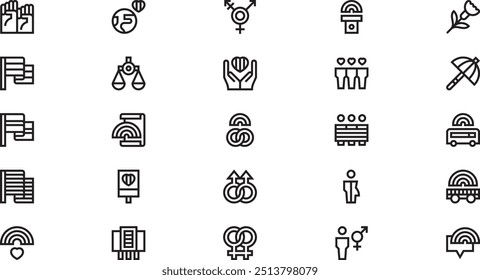 World pride day icons High-Quality Vector Icons Collection with Editable Stroke. Ideal for Professional and Creative Projects.