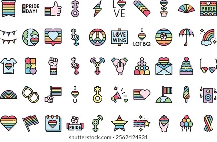 World pride day icons High-Quality Vector Icons Collection with Editable Stroke. Ideal for Professional and Creative Projects.