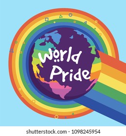 World Pride Earth Rainbow Circle Background Vector Image
