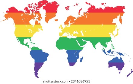 mundo, mapa, semana del orgullo, mes del orgullo, orgullo, arcoiris, mapa del arcoiris, colores, color, mapa del mundo colorido, mapa del mundo en color arcoiris