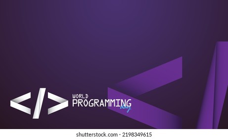 World Programming Day background. with the concept of origami symbols in vector form and dark blue and purple background.and can also write your text on the side. suitable for banners and others