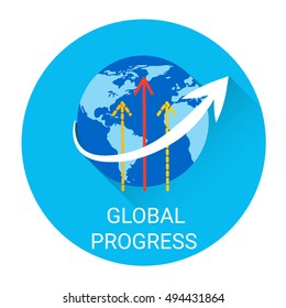 World Progress Concept Business Icon Flat Vector Illustration