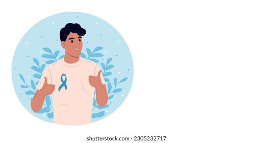 World prostate cancer day banner. Prostate cancer awareness ribbon with. Flat vector illustration.