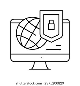 world protection internet password line icon vector. world protection internet password sign. isolated contour symbol black illustration