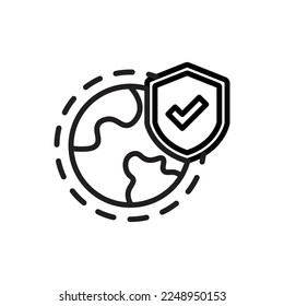 World Protection Outline Icon Vector Illustration