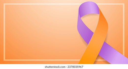 World psoriasis awareness day concept. Banner template with lavender (purple) and orange ribbon awareness. Vector illustration.