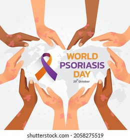 World Psoriasis Day concept. October 29. Psoriasis Awareness Month Vector Illustration.