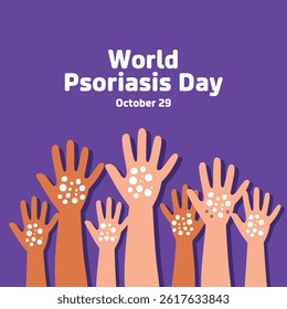 World Psoriasis Day design vector for October 29 in flat style. Suitable for posters, banners, cards and background designs focused on medical awareness and skin health themes.