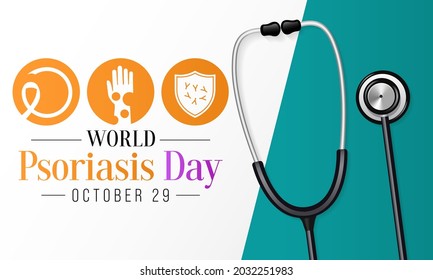 World Psoriasis day is observed every year on October 29, it is a skin condition that causes red, flaky, crusty patches of skin covered with silvery scales. Vector illustration