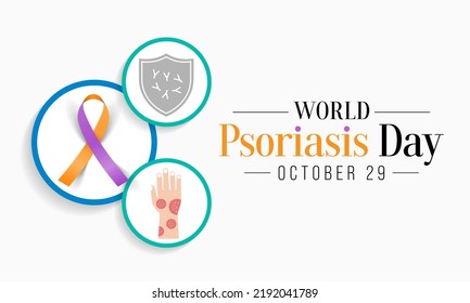 World Psoriasis day is observed every year on October 29, it is a skin condition that causes red, flaky, crusty patches of skin covered with silvery scales. Vector illustration