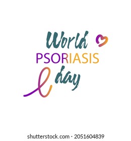 World Psoriasis Day (October 29) concept with purple and orange awareness ribbon. Colorful vector illustration for web and printing.