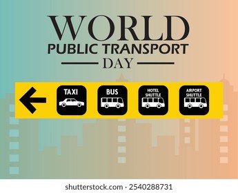 World Public Transport Day background. Celebration November 10th. Flat vector illustration style.