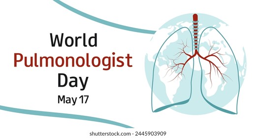 World Pulmonologist Day. 17. Medical holiday. Horizontal template for banner, greeting card, presentation, flyer.