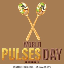 World pulses day. 10th February Pulses day poster or banner shows a variety of vegetables dancing and highlighting their vibrant colours and shapes symbolizing the importance of beans and pulses.