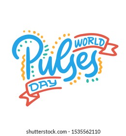 World pulses day concept text logo design template. Design for banner, presentation, background, poster. Editable vector EPS 10 illustration.
