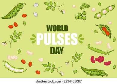 World pulses (legumes) day. Banner on a green background