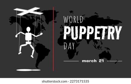 World Puppetry Day greeting. Suitable for puppetry day events