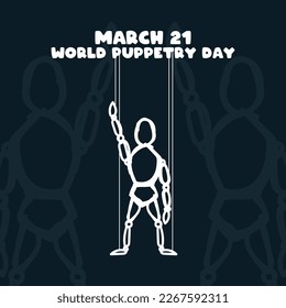 World Puppetry Day. March 21. Poster, banner, card, background. Flat design vector. Eps 10.