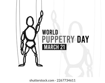 World Puppetry Day. March 21. Doodle puppet icon. White background. Poster, banner, card, background. Eps 10.