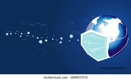 world put mask health,protection covid 2019,modern design idea  concept vector illustration.