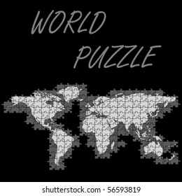 world puzzle map, abstract vector art illustration