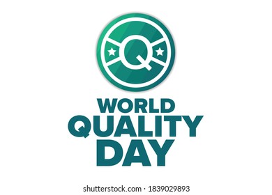 World Quality Day. Second Thursday in November. Holiday concept. Template for background, banner, card, poster with text inscription. Vector EPS10 illustration. 