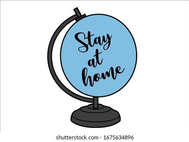 the world quarantine days globe icon blue stay at home lettering vector design
