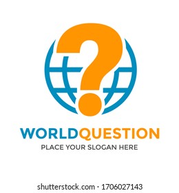 World question vector logo template. This design use earth and mark symbol. Suitable for talking business.