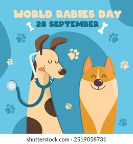 World rabies day hand drawn flat illustration