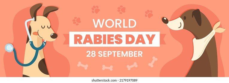 world rabies day horizontal banner vector flat design