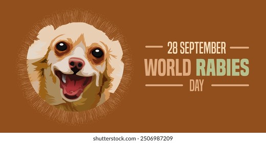 world rabies day horizontal banner vector flat design