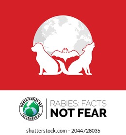 World Rabies Day Social Media Banner Vector Illustration. Globe, Dog, Fox And Bat Vector.