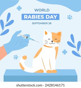 World rabies day.  Social media post, poster. Vector illustration.