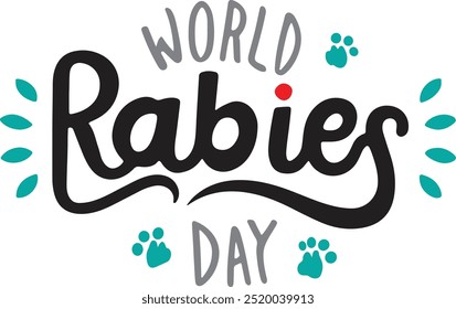 World Rabies Day typography, silhouette vector art illustration 