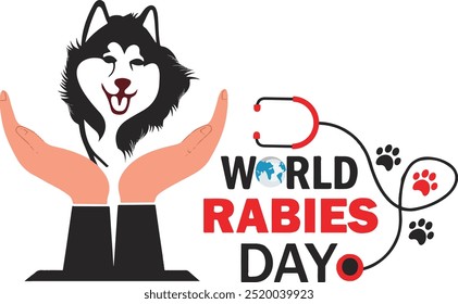 World Rabies Day typography, silhouette vector art illustration 