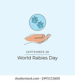 World Rabies Day vector design template good for celebration usage. World Rabies Day design. Continuous line drawing. eps 10.