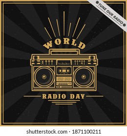 World radio background vintage design vector