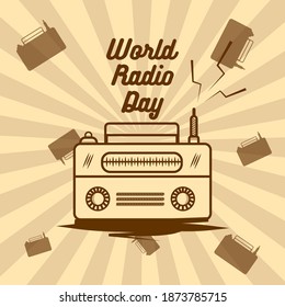 World radio background vintage design vector