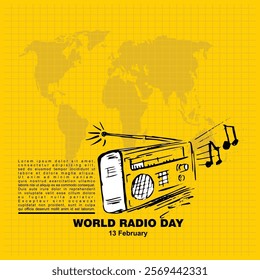 World radio Day, 13 February, Poster and banner vector