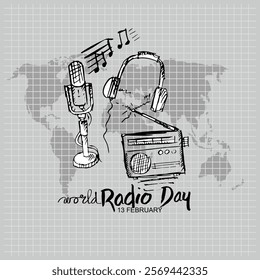 World radio Day, 13 February, Poster and banner vector