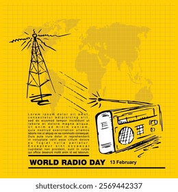 World radio Day, 13 February, Poster and banner vector